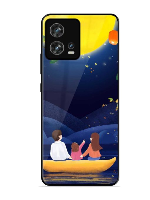 Happy Family And Beautiful View Glossy Metal Phone Cover for Motorola Moto Edge 30 Fusion Zapvi