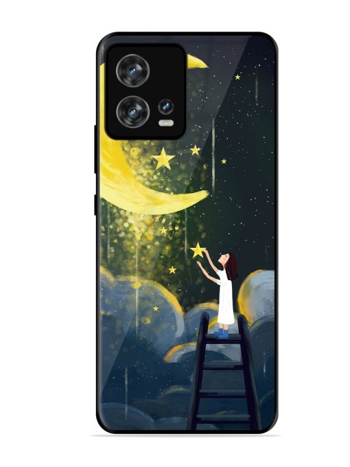 Moonlight Healing Night Illustration Glossy Metal TPU Phone Cover for Motorola Moto Edge 30 Fusion Zapvi