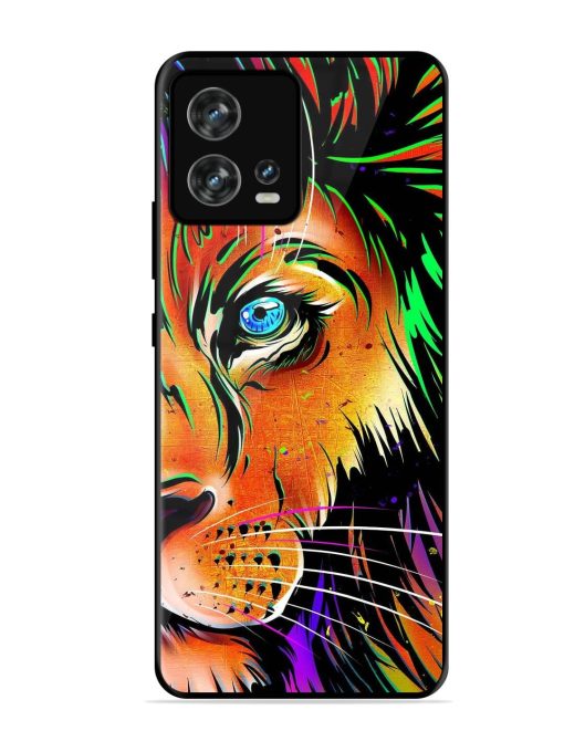 Colorful Lion Design Glossy Metal TPU Phone Cover for Motorola Moto Edge 30 Fusion Zapvi