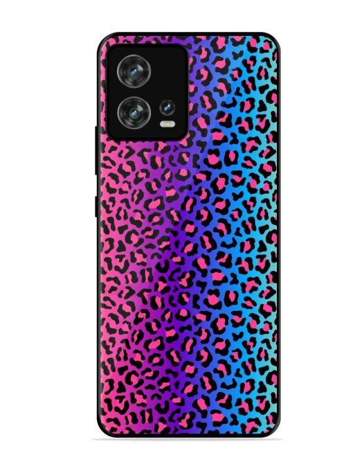 Colorful Leopard Seamless Glossy Metal Phone Cover for Motorola Moto Edge 30 Fusion Zapvi