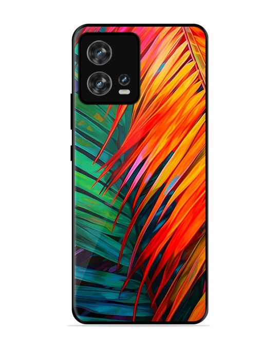 Painted Tropical Leaves Glossy Metal Phone Cover for Motorola Moto Edge 30 Fusion Zapvi