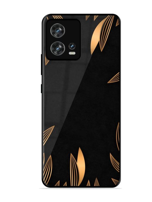 Golden Leaf Pattern Glossy Metal Phone Cover for Motorola Moto Edge 30 Fusion Zapvi