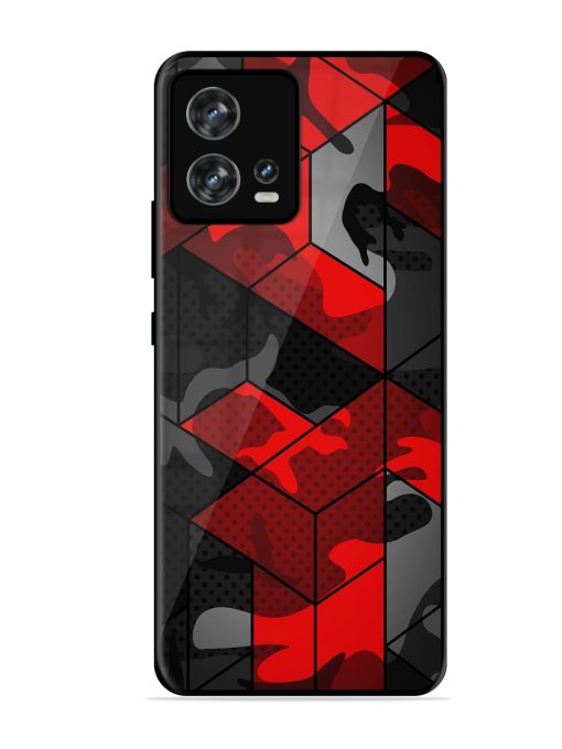 Royal Red Camouflage Pattern Glossy Metal Phone Cover for Motorola Moto Edge 30 Fusion