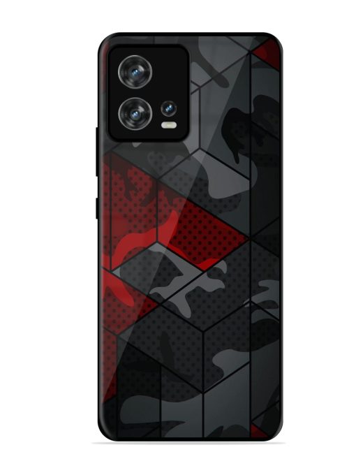 Red And Grey Pattern Glossy Metal Phone Cover for Motorola Moto Edge 30 Fusion