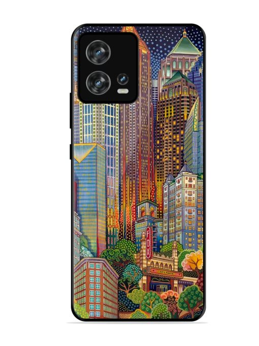 Cityscapes Art Glossy Metal Phone Cover for Motorola Moto Edge 30 Fusion Zapvi