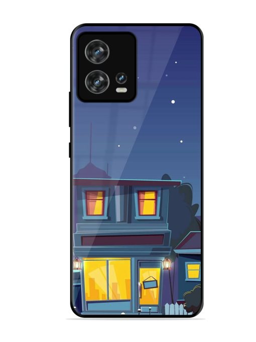 Vector Night House Glossy Metal Phone Cover for Motorola Moto Edge 30 Fusion