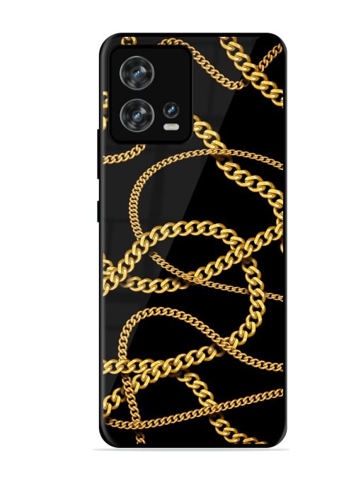 Decorative Golde Chain Glossy Metal Phone Cover for Motorola Moto Edge 30 Fusion Zapvi