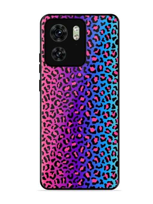 Colorful Leopard Seamless Glossy Metal Phone Cover for Motorola Moto Edge 40