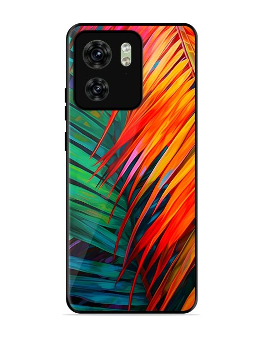 Painted Tropical Leaves Glossy Metal Phone Cover for Motorola Moto Edge 40 Zapvi