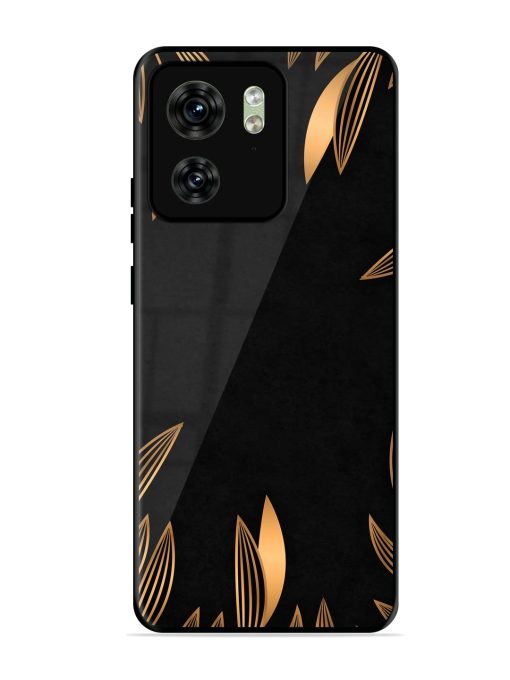 Golden Leaf Pattern Glossy Metal Phone Cover for Motorola Moto Edge 40 Zapvi