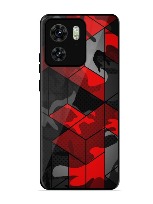 Royal Red Camouflage Pattern Glossy Metal Phone Cover for Motorola Moto Edge 40 Zapvi