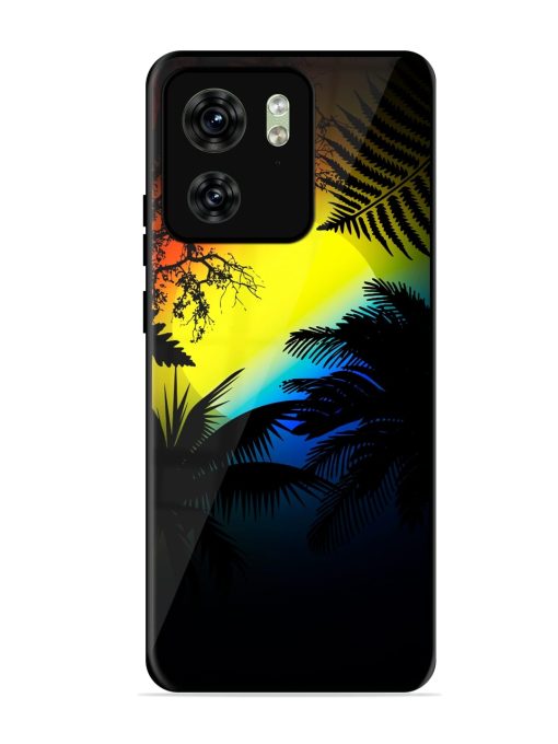 Colorful Sunset With Palm Trees Glossy Metal Phone Cover for Motorola Moto Edge 40 Zapvi