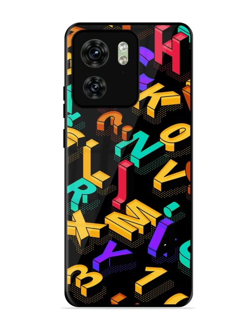 Seamless Pattern With Letters Glossy Metal Phone Cover for Motorola Moto Edge 40 Zapvi