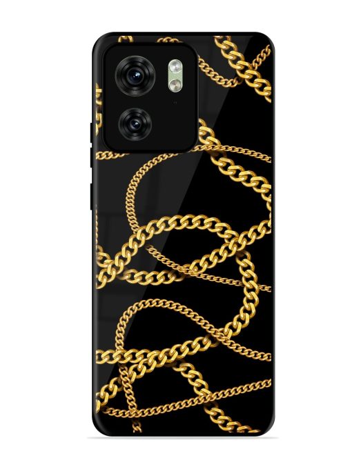 Decorative Golde Chain Glossy Metal Phone Cover for Motorola Moto Edge 40