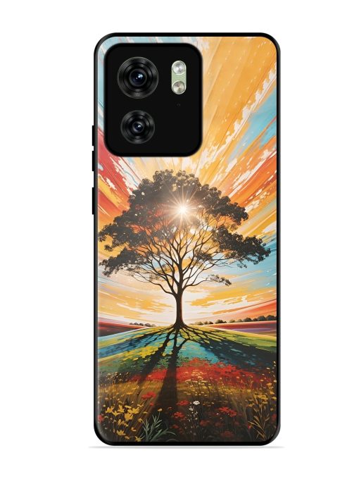 Abstract Tree Colorful Art Glossy Metal Phone Cover for Motorola Moto Edge 40