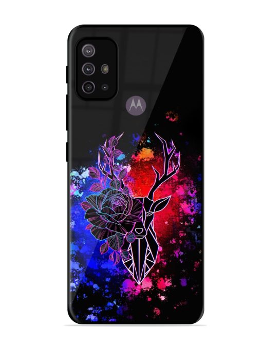 Floral Deer Art Glossy Metal Phone Cover for Motorola Moto G10 Power