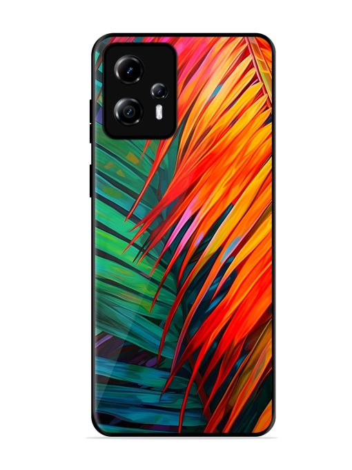 Painted Tropical Leaves Glossy Metal Phone Cover for Motorola Moto G13 Zapvi