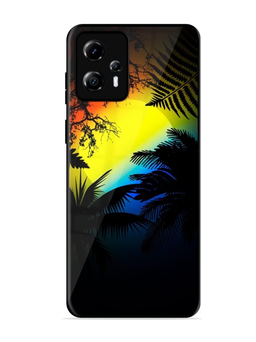 Colorful Sunset With Palm Trees Glossy Metal Phone Cover for Motorola Moto G13 Zapvi