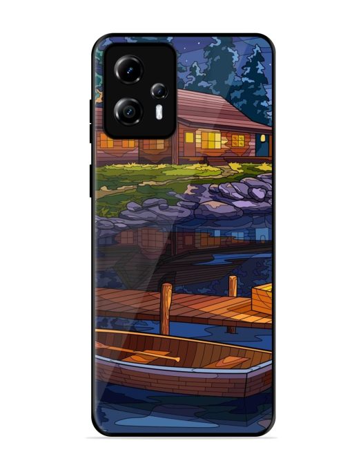 Village Night Scene Glossy Metal Phone Cover for Motorola Moto G13