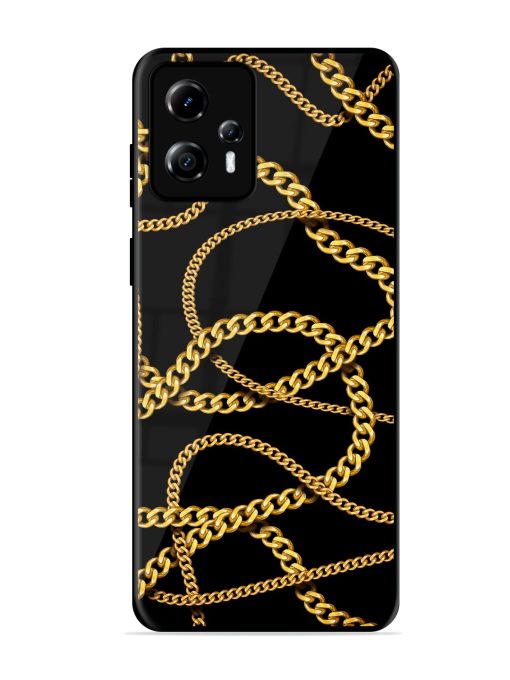 Decorative Golde Chain Glossy Metal Phone Cover for Motorola Moto G13