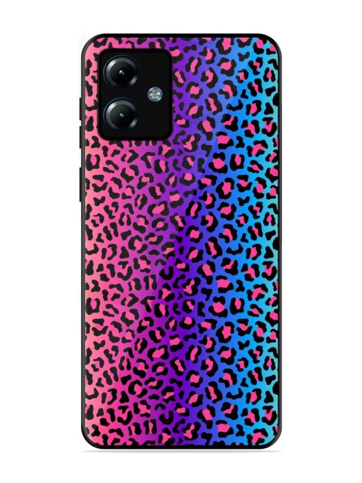 Colorful Leopard Seamless Glossy Metal Phone Cover for Motorola Moto G14 Zapvi