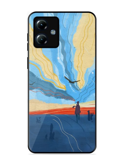 Minimal Abstract Landscape Glossy Metal Phone Cover for Motorola Moto G14 Zapvi