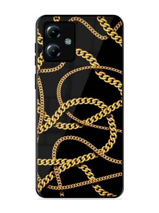 Decorative Golde Chain Glossy Metal Phone Cover for Motorola Moto G14 Zapvi