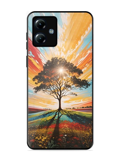 Abstract Tree Colorful Art Glossy Metal Phone Cover for Motorola Moto G14 Zapvi