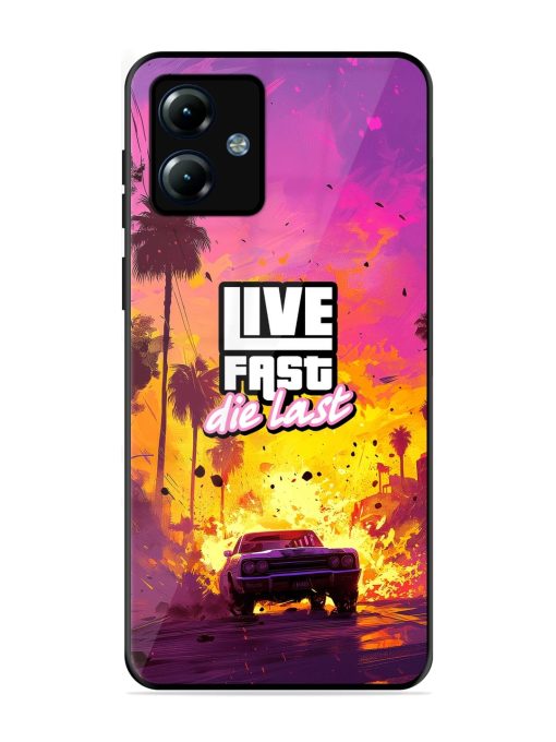 Live Fast Glossy Metal Phone Cover for Motorola Moto G14 Zapvi