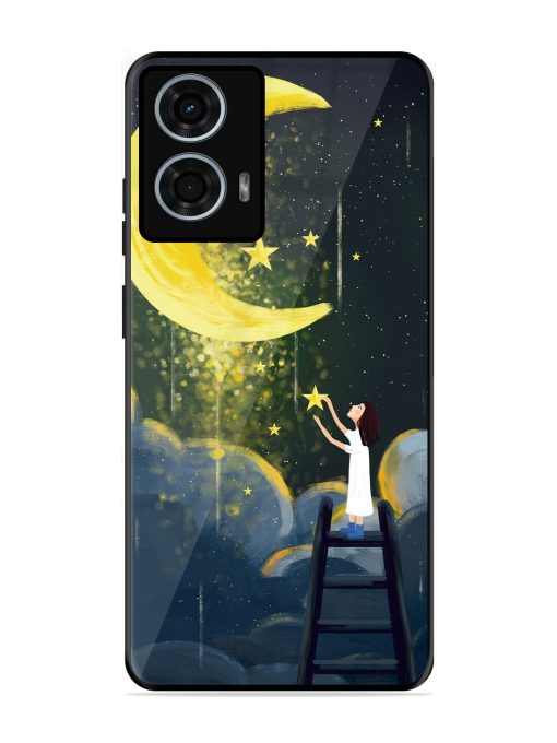 Moonlight Healing Night Illustration Glossy Metal TPU Phone Cover for Motorola Moto G24 Power