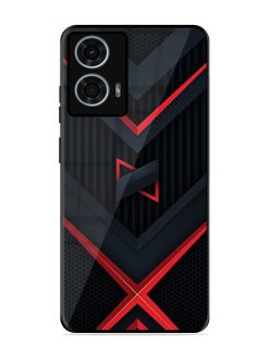 Red Gray Abstract Glossy Metal Phone Cover for Motorola Moto G24 Power