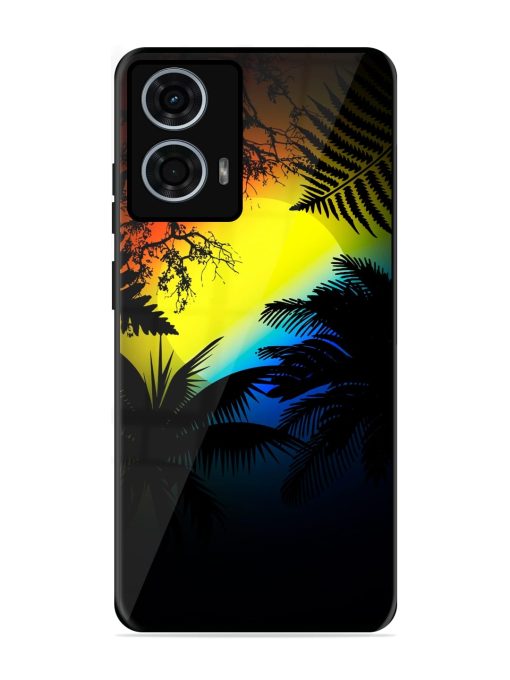 Colorful Sunset With Palm Trees Glossy Metal Phone Cover for Motorola Moto G24 Power