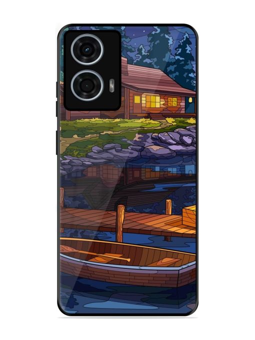 Village Night Scene Glossy Metal Phone Cover for Motorola Moto G24 Power Zapvi