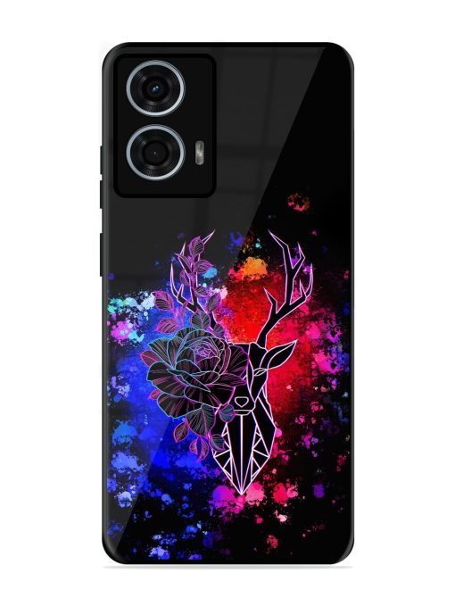 Floral Deer Art Glossy Metal Phone Cover for Motorola Moto G24 Power