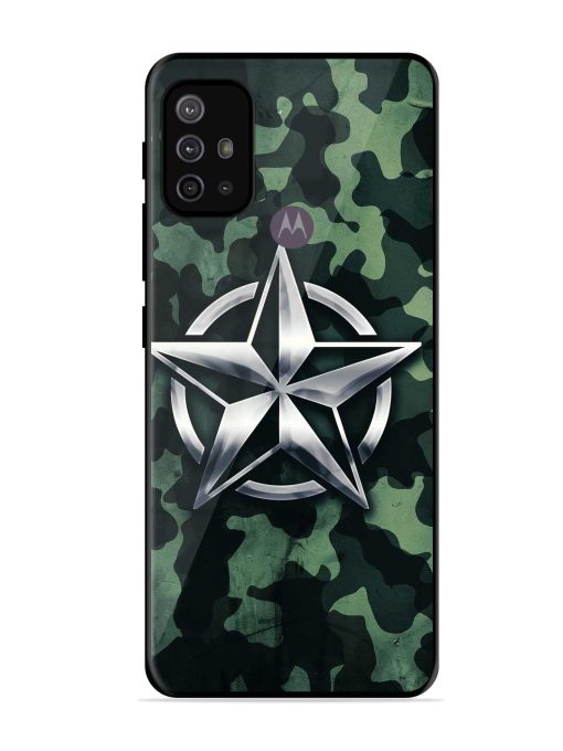 Indian Army Star Design Glossy Metal Phone Cover for Motorola Moto G30