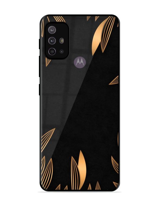 Golden Leaf Pattern Glossy Metal Phone Cover for Motorola Moto G30 Zapvi