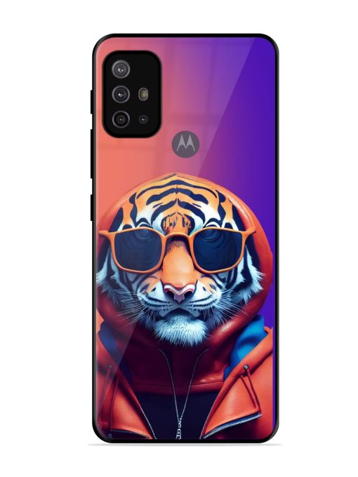 Tiger Animation Glossy Metal Phone Cover for Motorola Moto G30 Zapvi