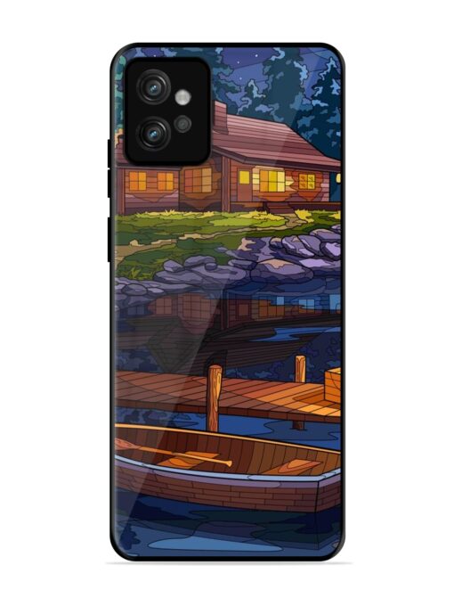 Village Night Scene Glossy Metal Phone Cover for Motorola Moto G32