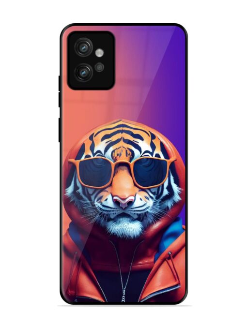 Tiger Animation Glossy Metal Phone Cover for Motorola Moto G32