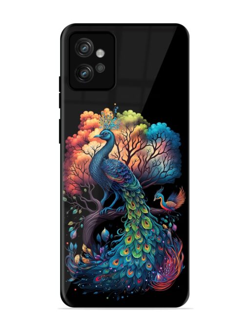 Peacock Tree Art Glossy Metal Phone Cover for Motorola Moto G32