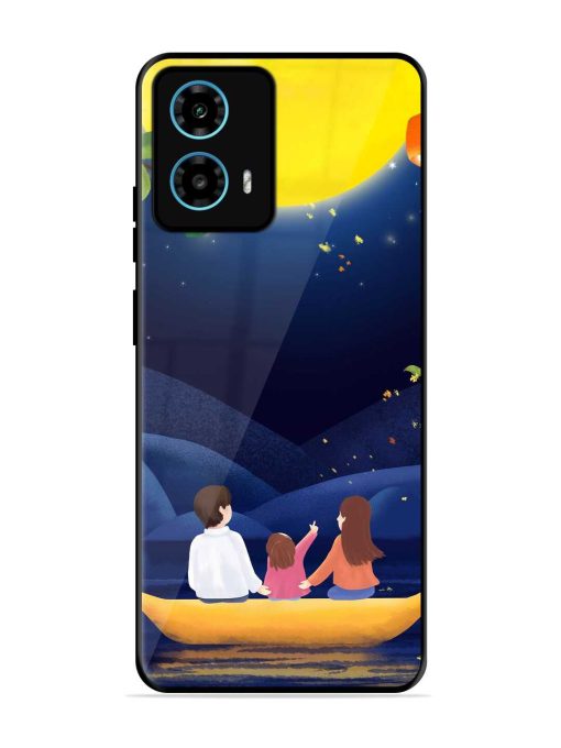 Happy Family And Beautiful View Glossy Metal Phone Cover for Motorola Moto G34 (5G)