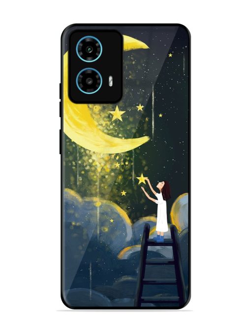 Moonlight Healing Night Illustration Glossy Metal TPU Phone Cover for Motorola Moto G34 (5G) Zapvi