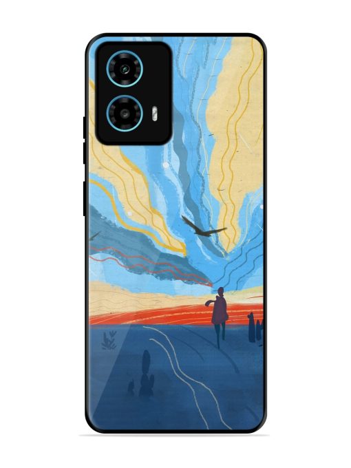 Minimal Abstract Landscape Glossy Metal Phone Cover for Motorola Moto G34 (5G) Zapvi