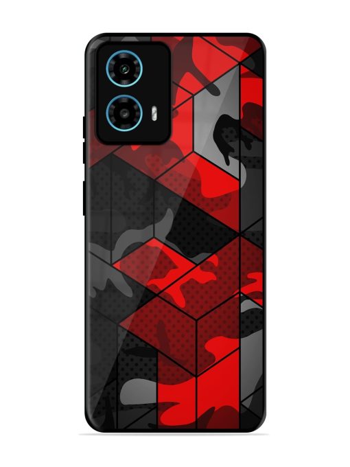 Royal Red Camouflage Pattern Glossy Metal Phone Cover for Motorola Moto G34 (5G) Zapvi