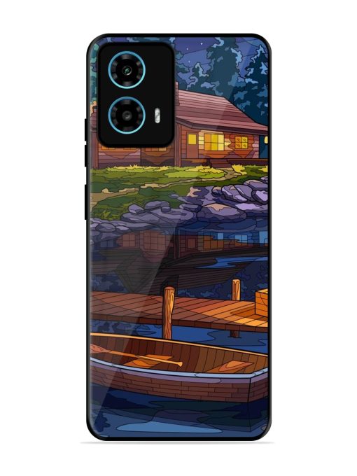 Village Night Scene Glossy Metal Phone Cover for Motorola Moto G34 (5G)