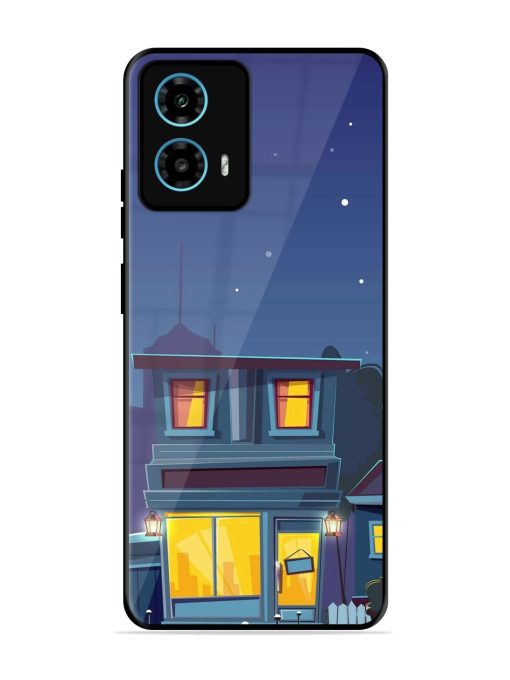 Vector Night House Glossy Metal Phone Cover for Motorola Moto G34 (5G)