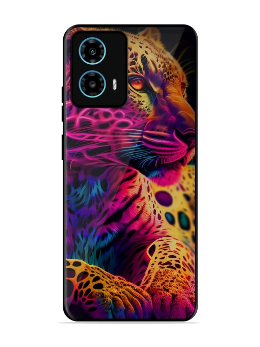 Leopard Art Glossy Metal Phone Cover for Motorola Moto G34 (5G) Zapvi