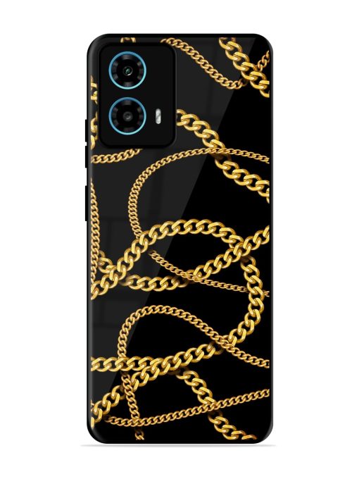Decorative Golde Chain Glossy Metal Phone Cover for Motorola Moto G34 (5G) Zapvi