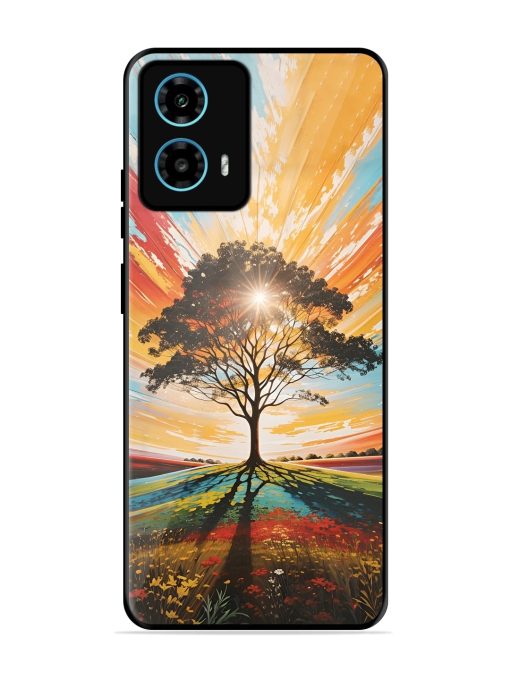 Abstract Tree Colorful Art Glossy Metal Phone Cover for Motorola Moto G34 (5G) Zapvi