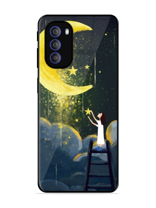 Moonlight Healing Night Illustration Glossy Metal TPU Phone Cover for Motorola Moto G51 (5G)